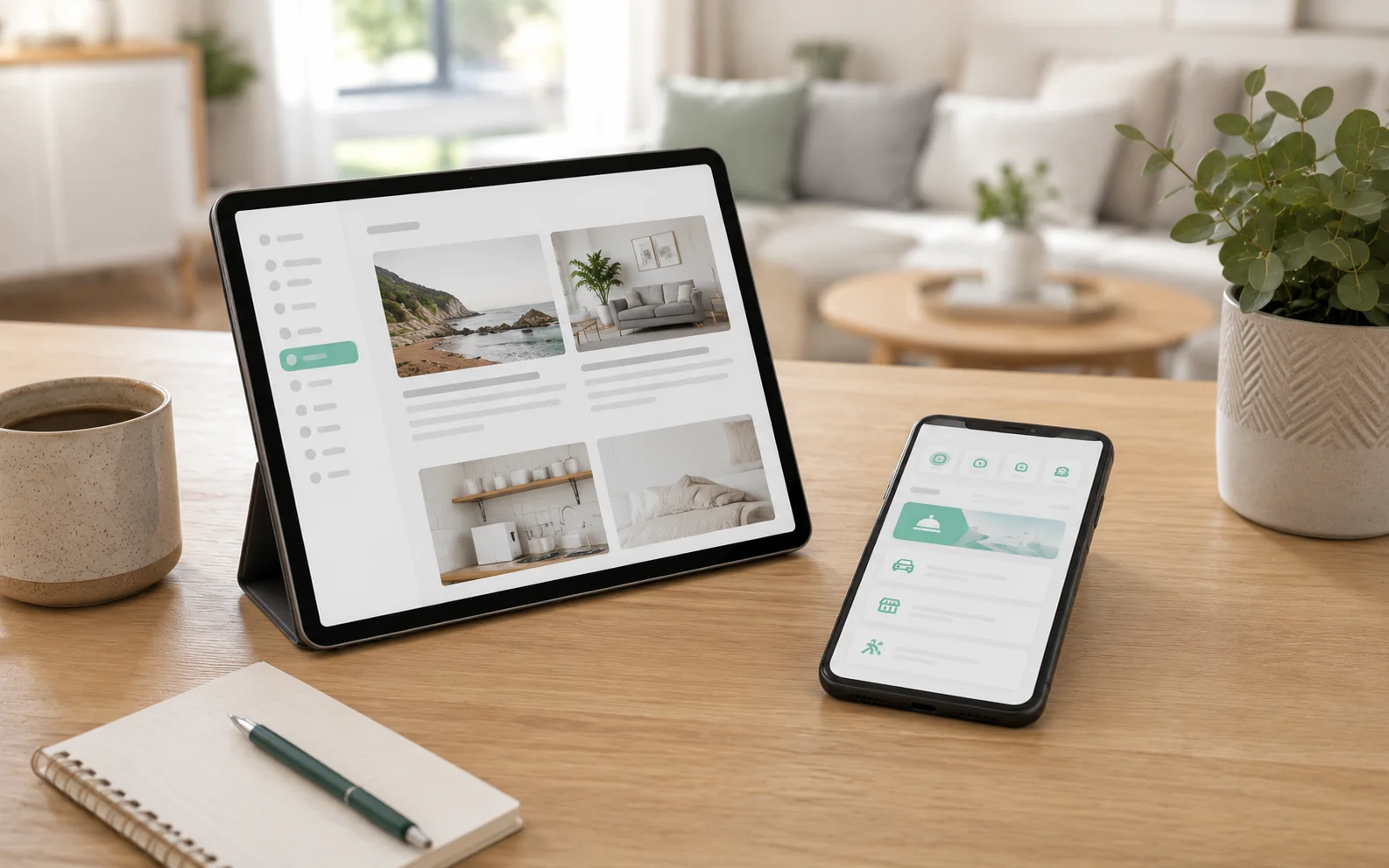 Illustration comparing a digital guidebook stack with StayPerk manual and service workflows.