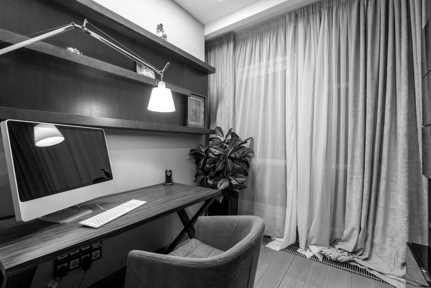Desk with a monitor