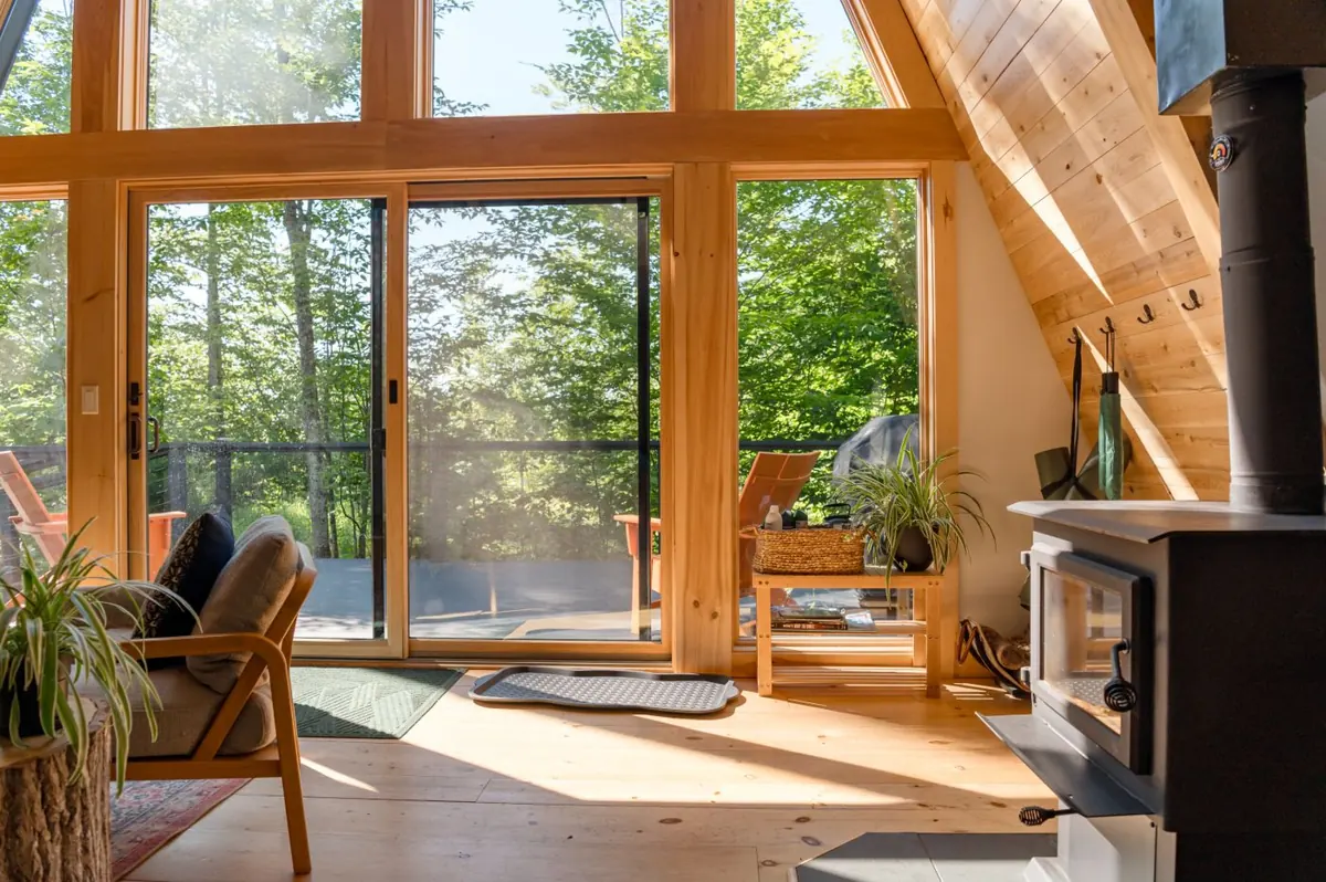 The living space and wood stove