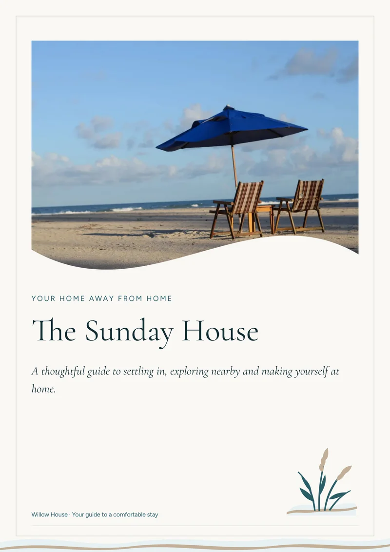 Coastal vacation rental welcome book cover