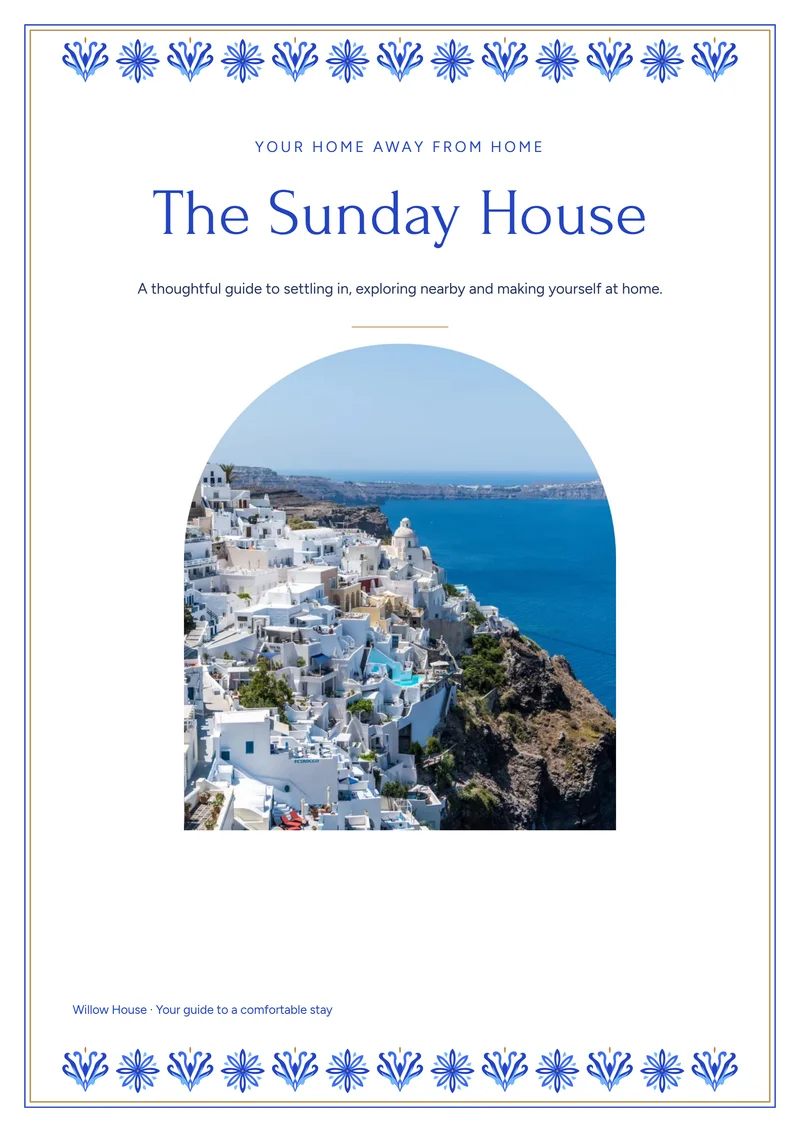 Mediterranean vacation rental welcome book cover