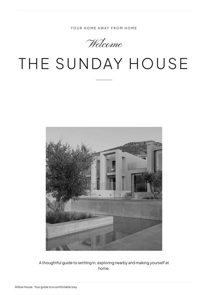 Modern Minimal vacation rental welcome book cover