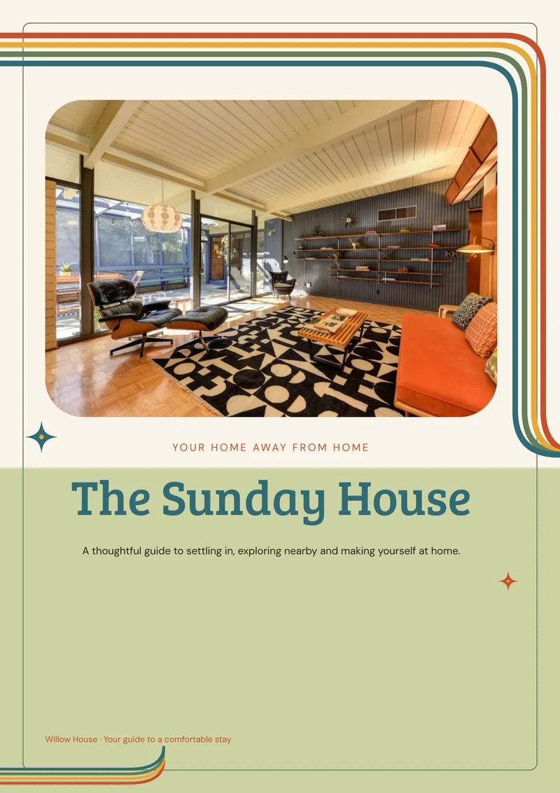 Retro Retreat vacation rental welcome book cover