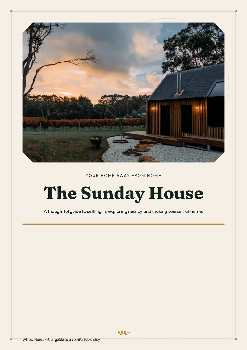 Woodland Cabin vacation rental welcome book cover